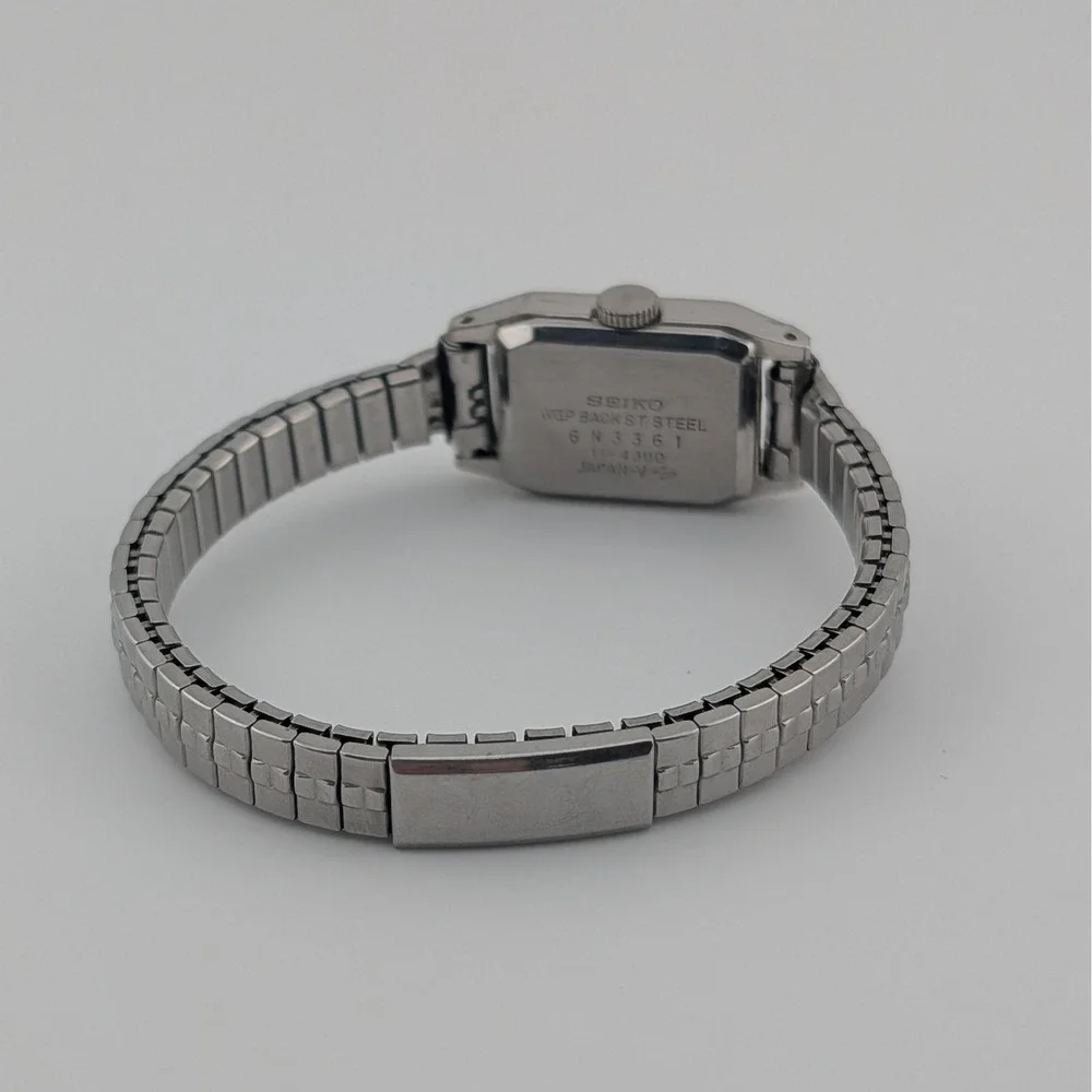 Seiko 11-4300 Manual Wind Blue Textured‎ Dial Tank Watch WGP Vintage 11-4300